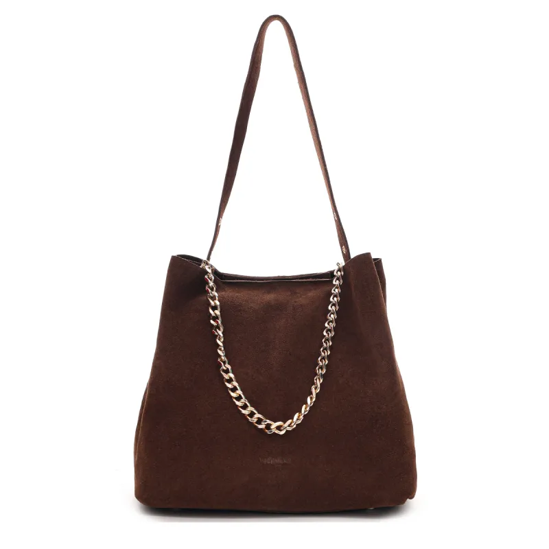 Chiara Suede Brown w. Gold sold by Nunoo Bags