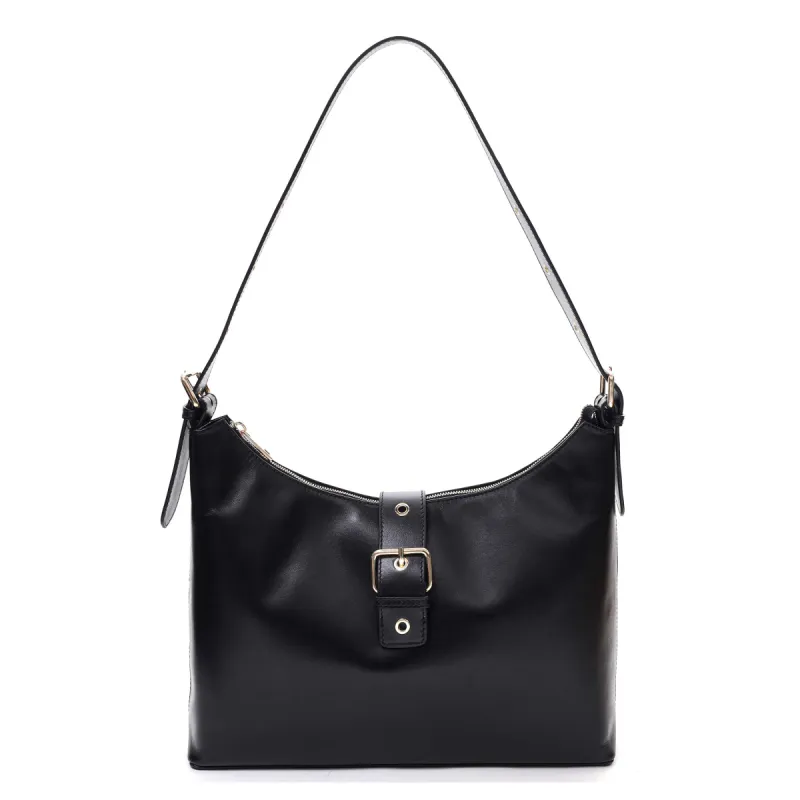 Rio Buckle Italian Leather Black w. Gold sold by Nunoo Bags