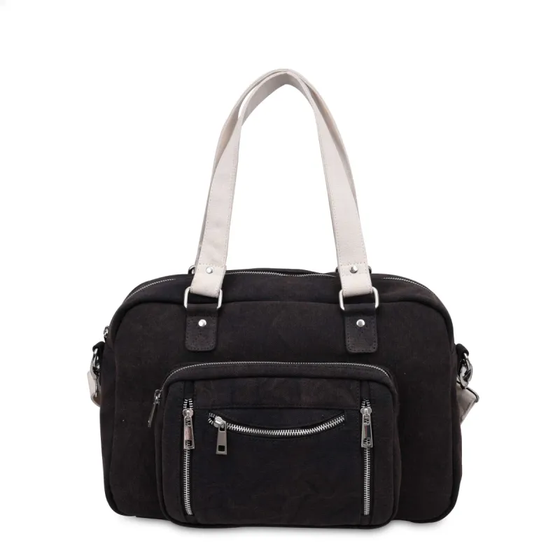 Mille recycled canvas washed black sold by Nunoo Bags