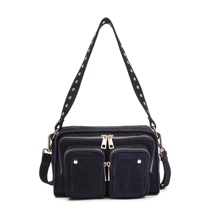 Ellie Suede Navy w. Gold sold by Nunoo Bags