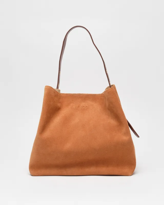 Chiara Suede Toffee w. Gold sold by Nunoo Bags