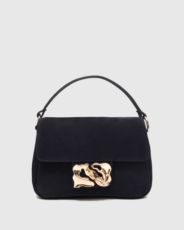 Honey Icon Suede Navy w. Gold sold by Nunoo Bags