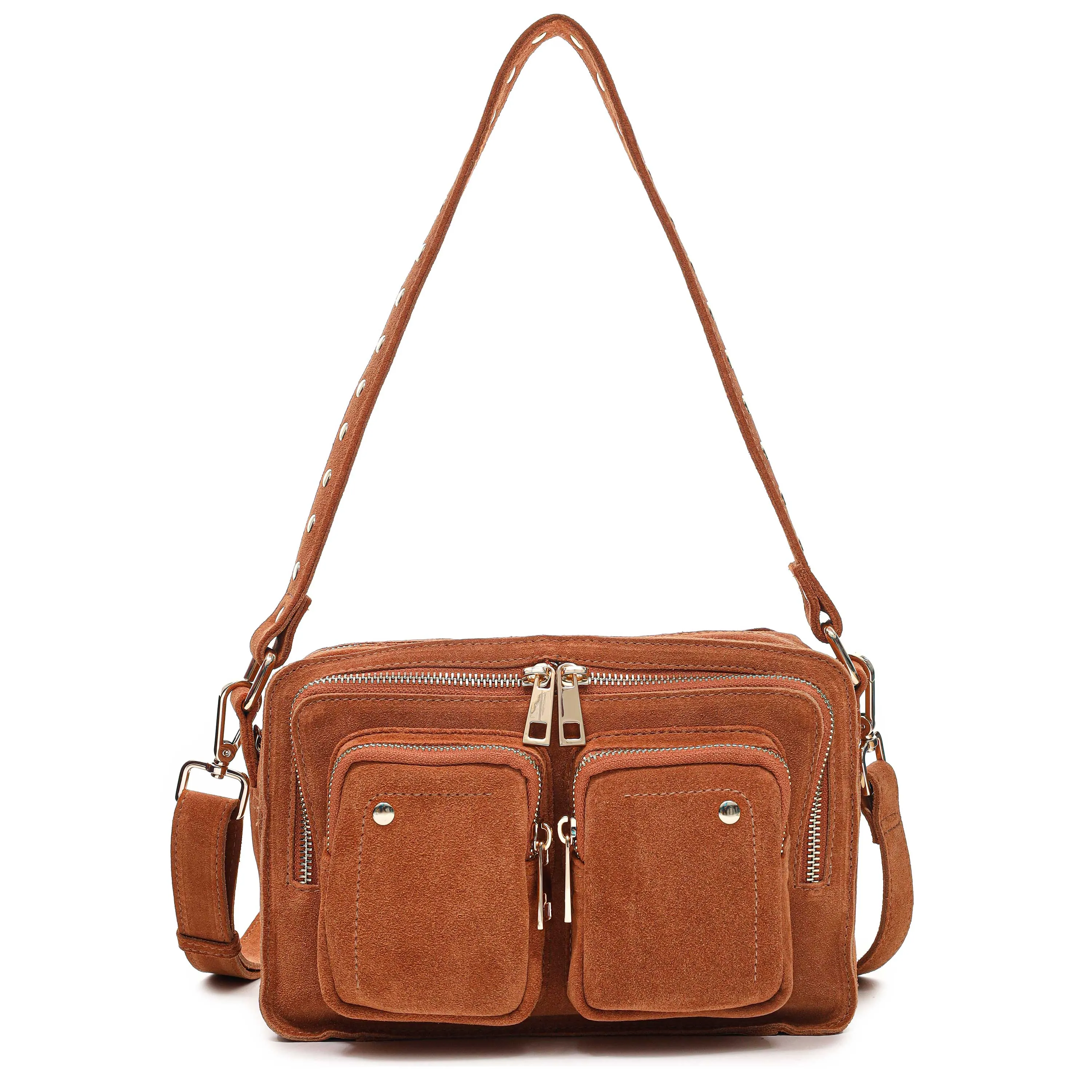 Ellie Suede Toffee w. Gold sold by Nunoo Bags