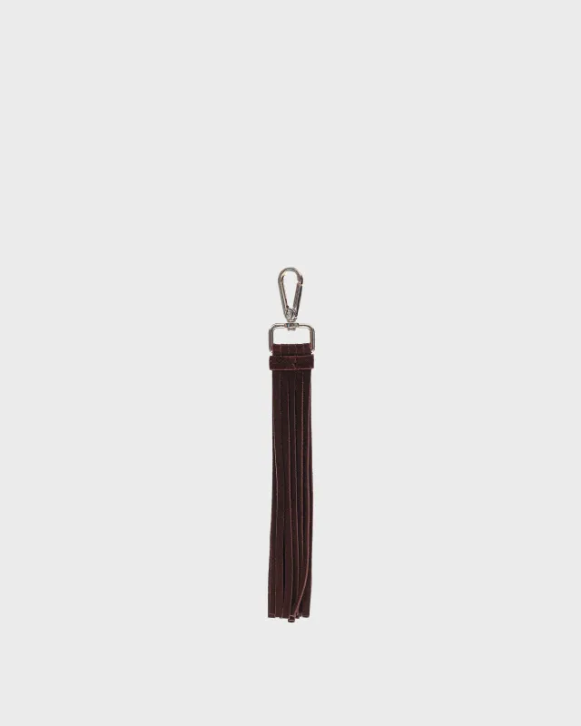 Fringe Key Ring Suede Dark Brown w. Gold sold by Nunoo Bags