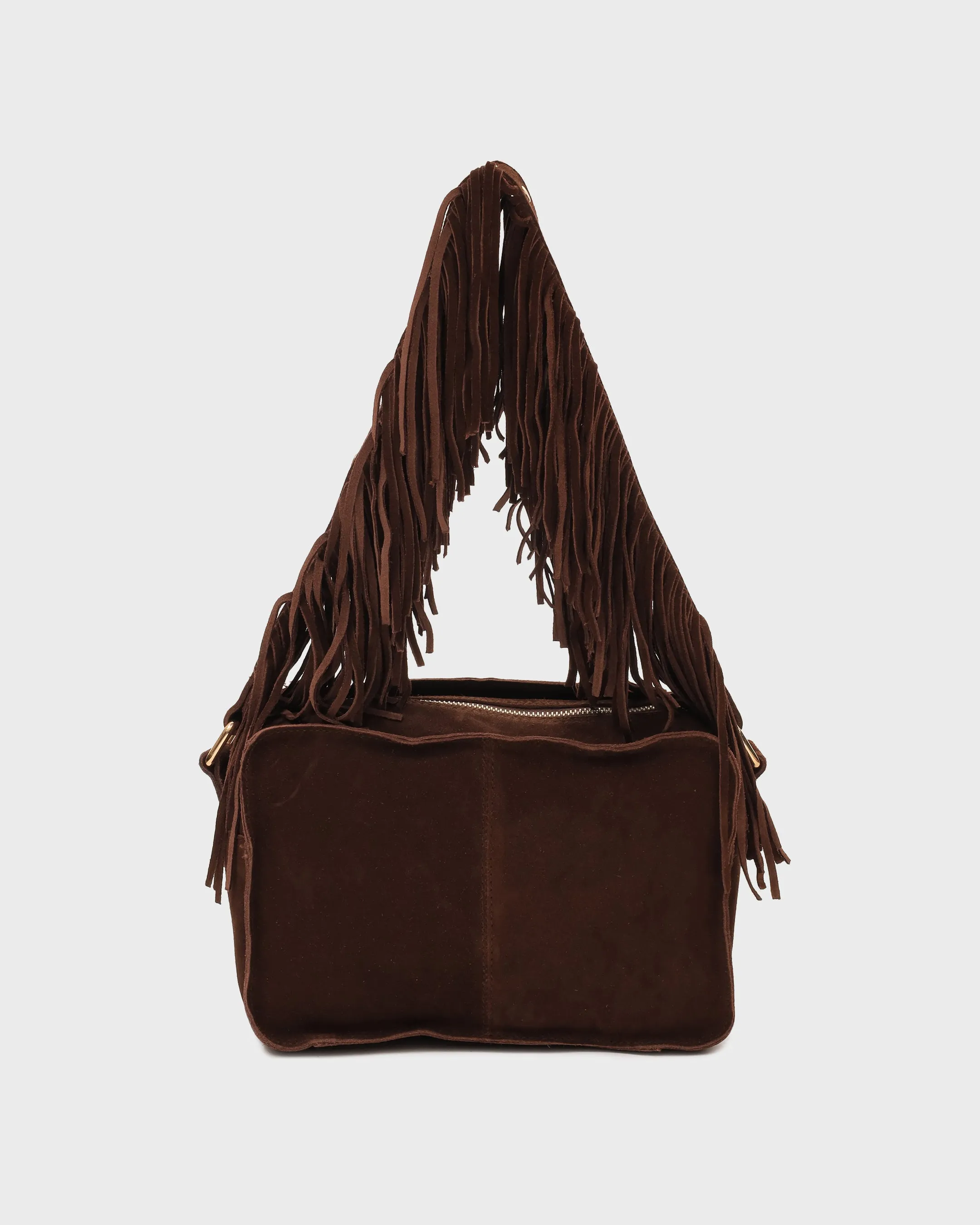 Ellie Fringe Suede Dark Brown w. Gold sold by Nunoo Bags product image thumbnail 4