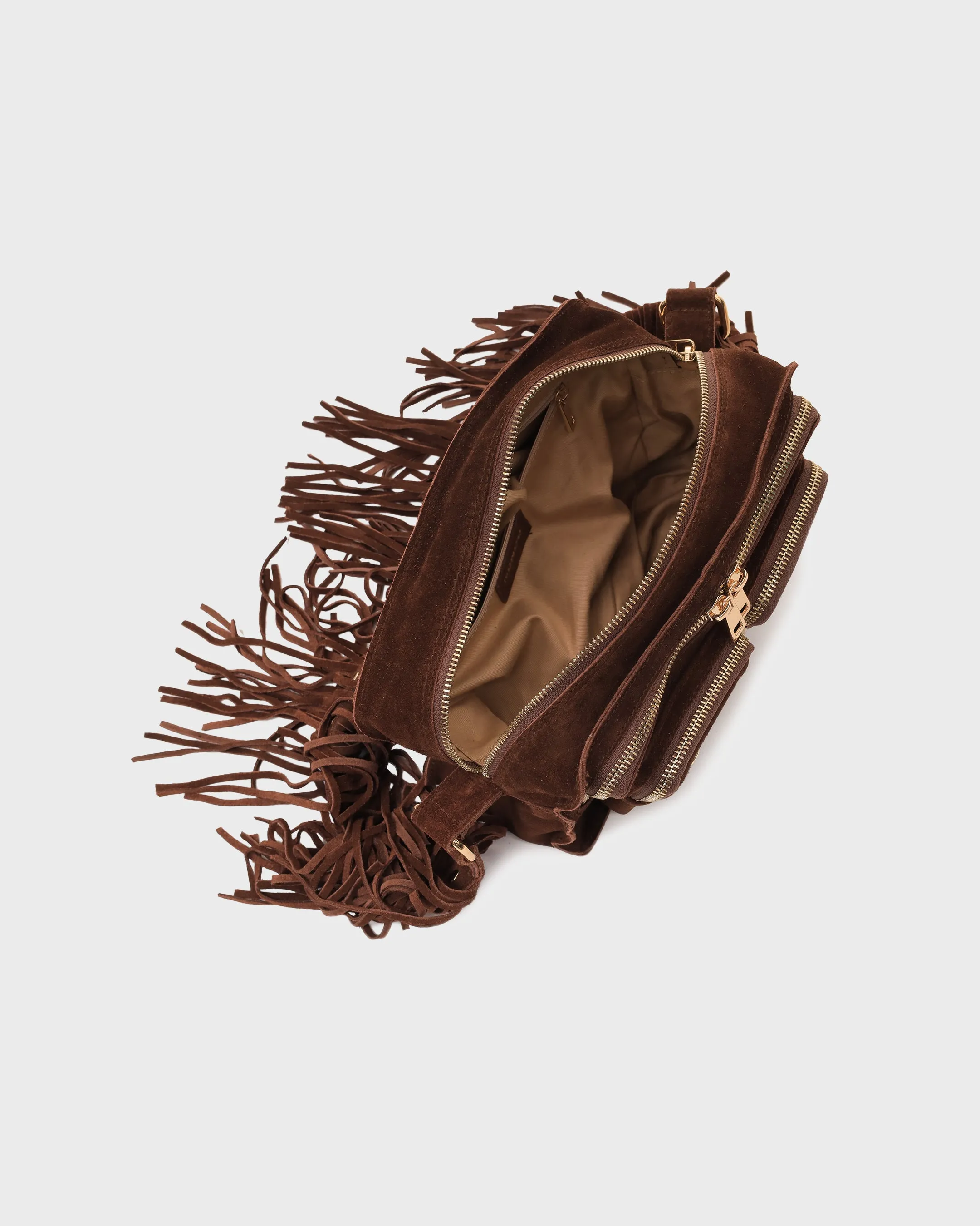 Ellie Fringe Suede Dark Brown w. Gold sold by Nunoo Bags product image thumbnail 2