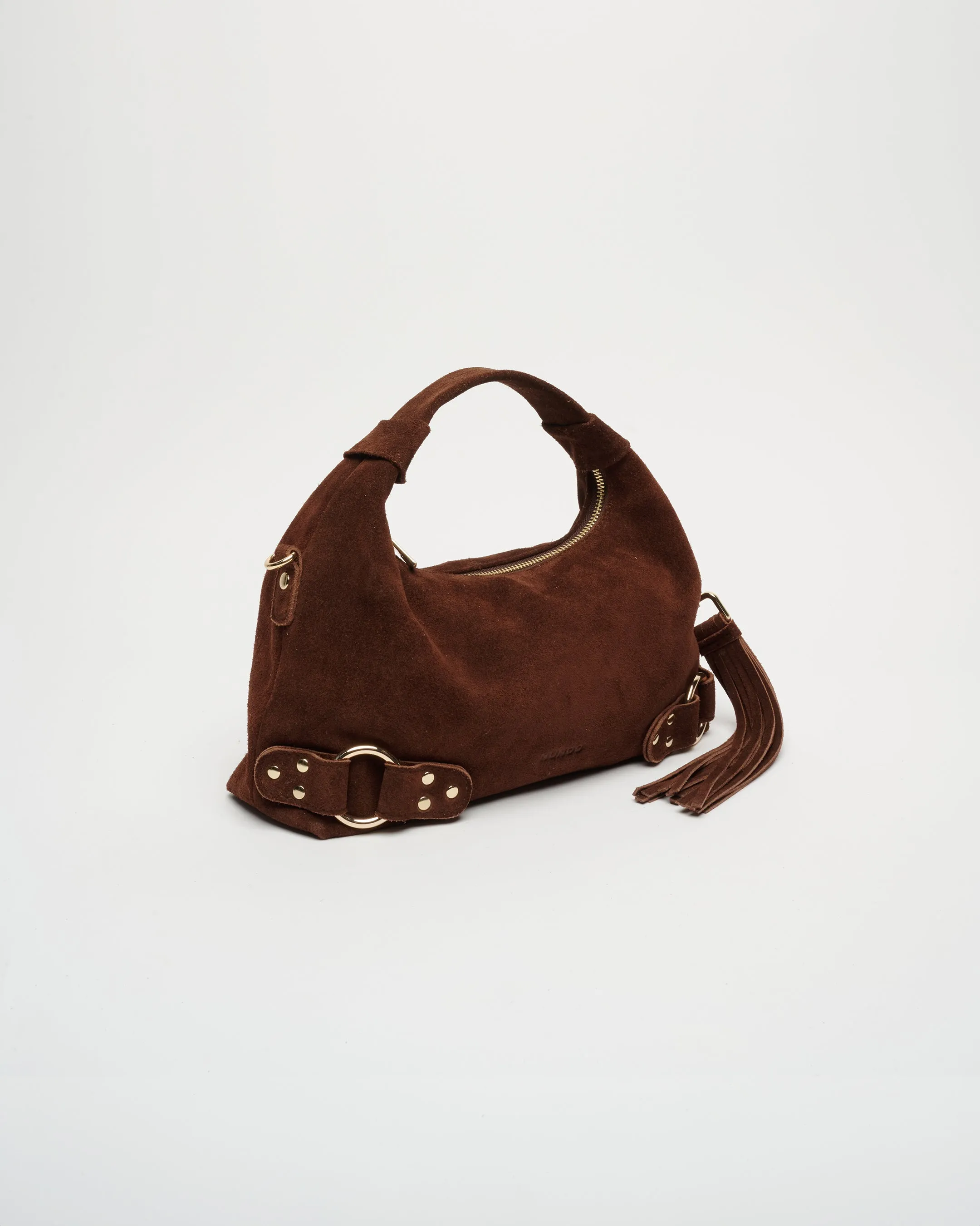 Dandy Fringe Suede Dark Brown w. Gold sold by Nunoo Bags product image thumbnail 3