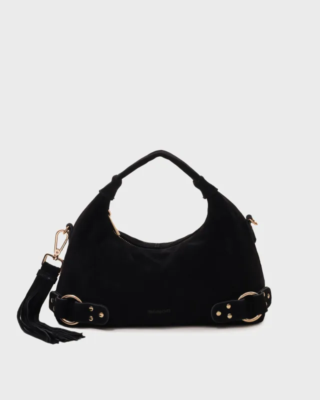 Dandy Fringe Suede Black w. Gold sold by Nunoo Bags