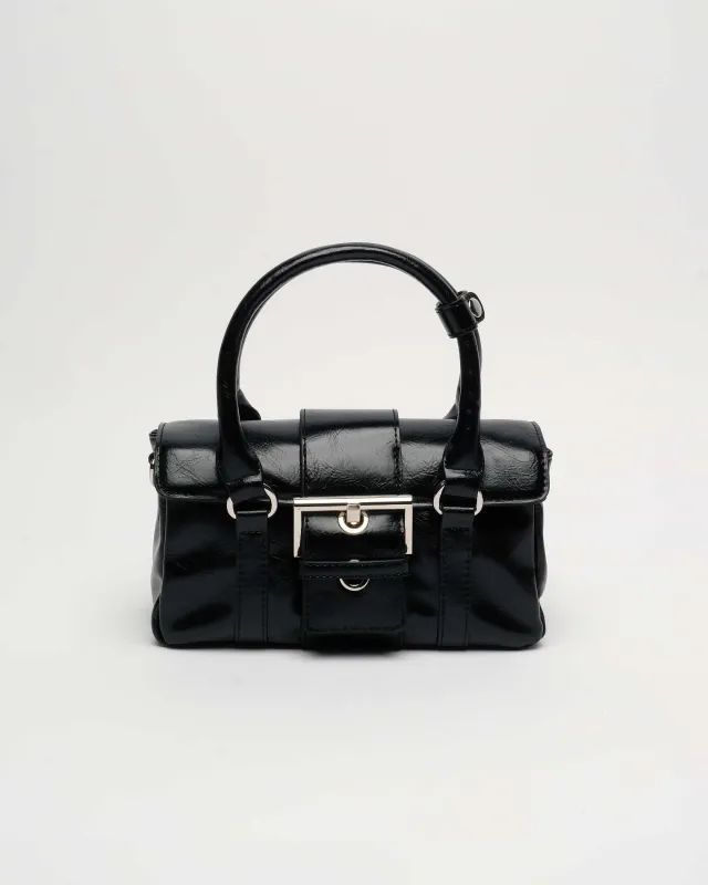 Maggie Buckle Wrinkle Black sold by Nunoo Bags