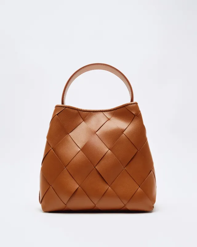 Small Chiara Braided Florence Brown w. Gold sold by Nunoo Bags