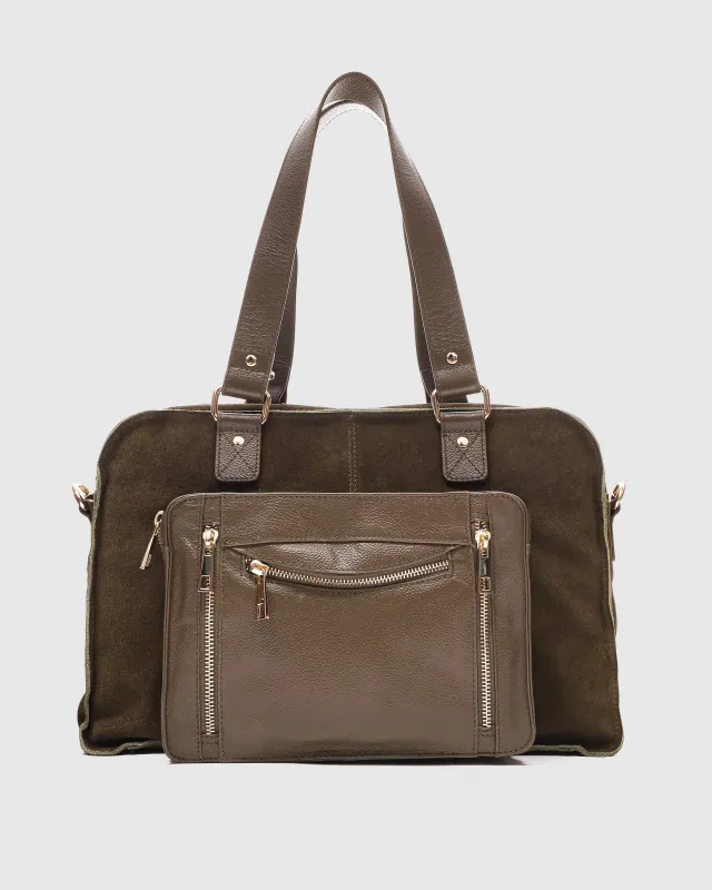 Mille Suede Mix Dark Olive w. Gold sold by Nunoo Bags