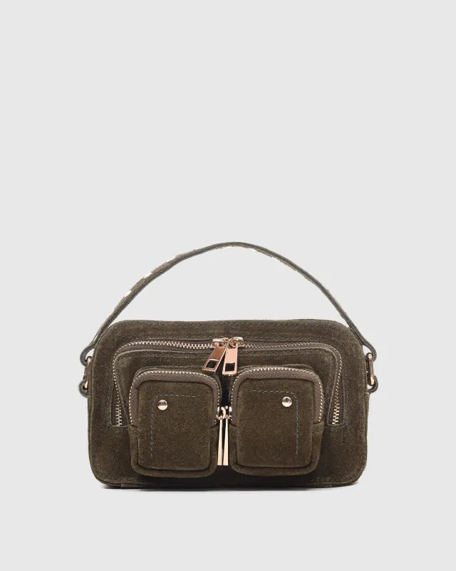 Helena Suede Dark Olive w. Gold sold by Nunoo Bags