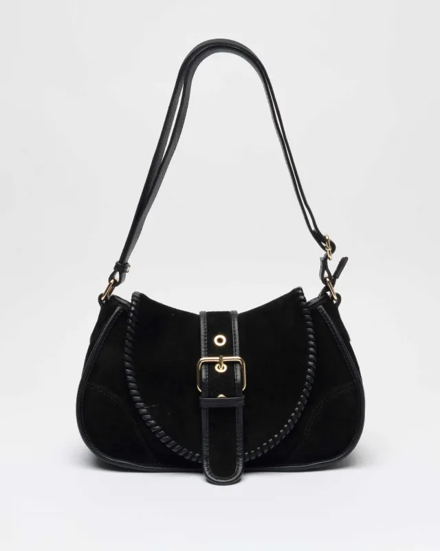 Maria Stitch Suede Black w. Gold sold by Nunoo Bags