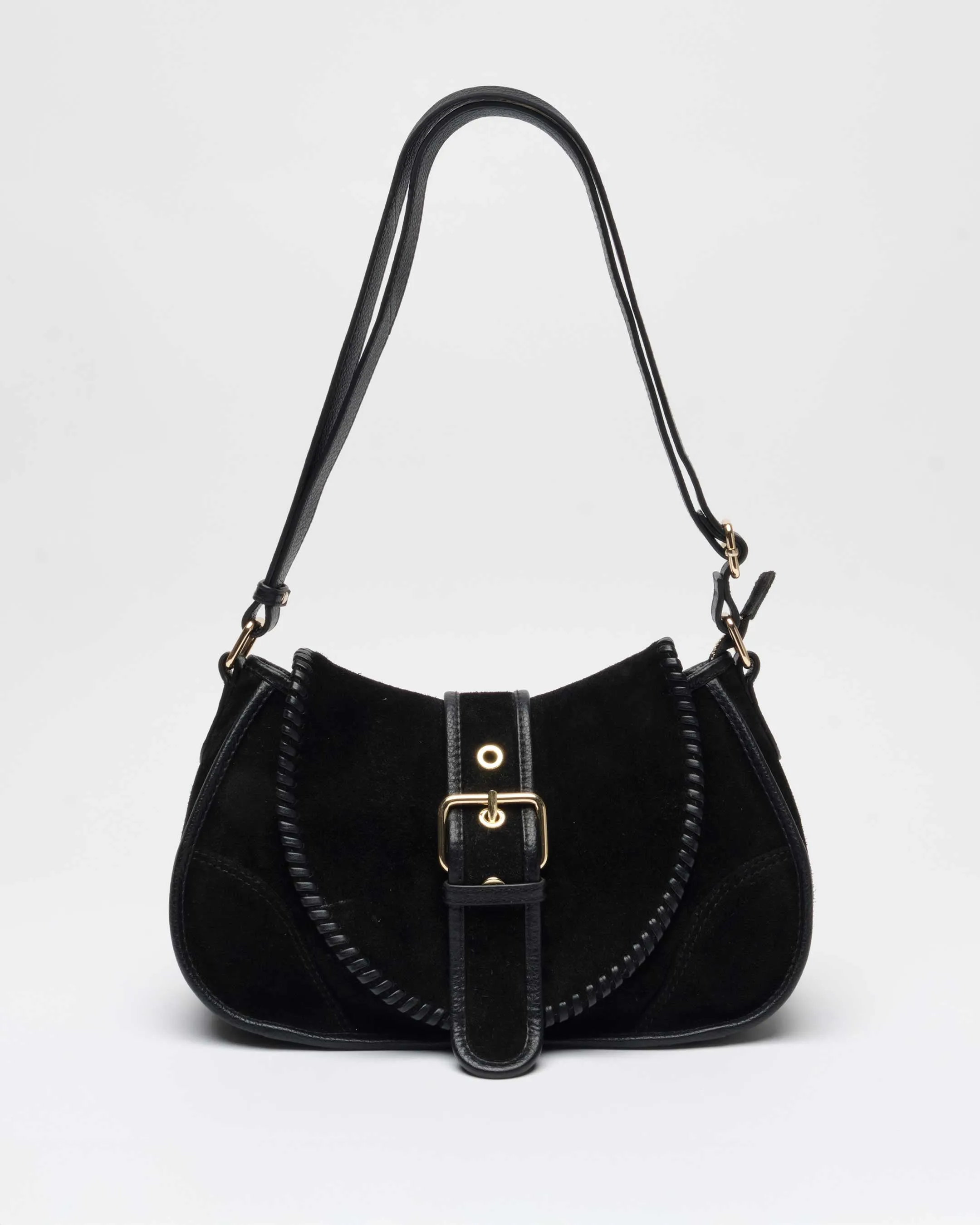 Maria Stitch Suede Black w. Gold sold by Nunoo Bags