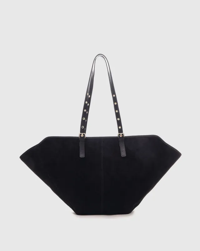 Nora Suede Black w. Gold sold by Nunoo Bags