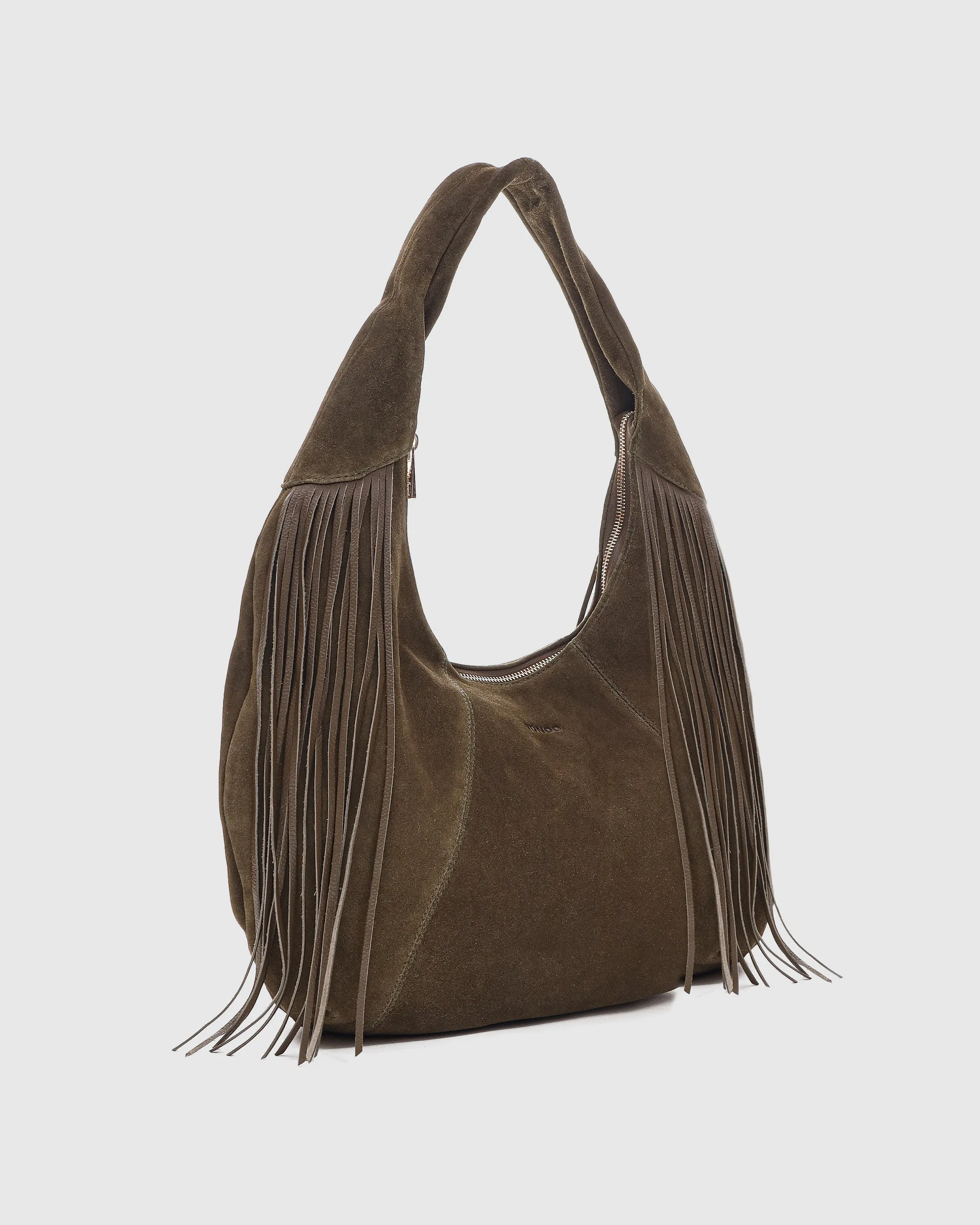 Gabi Suede Fringe Dark Olive w. Gold sold by Nunoo Bags product image thumbnail 2