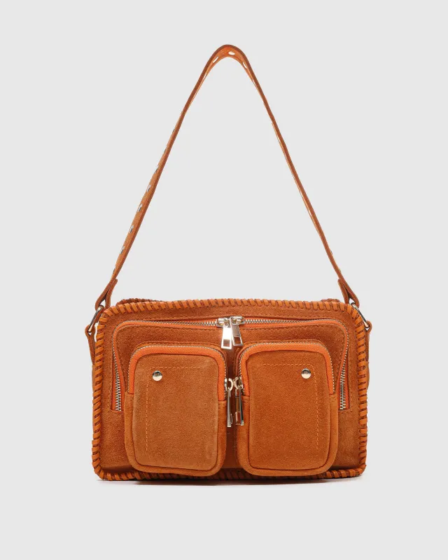 Ellie Stitch Suede Orange w. Gold sold by Nunoo Bags