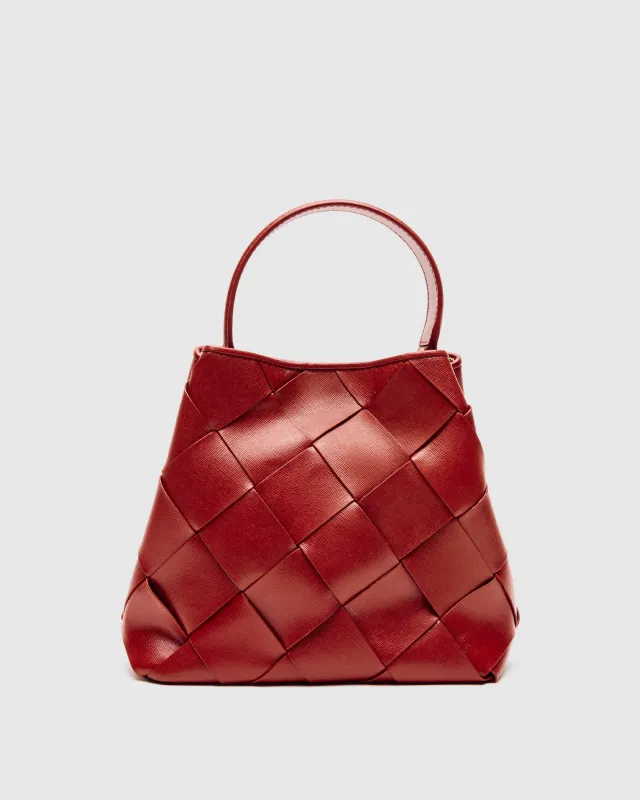 Small Chiara Braided Florence Maroon w. Gold sold by Nunoo Bags