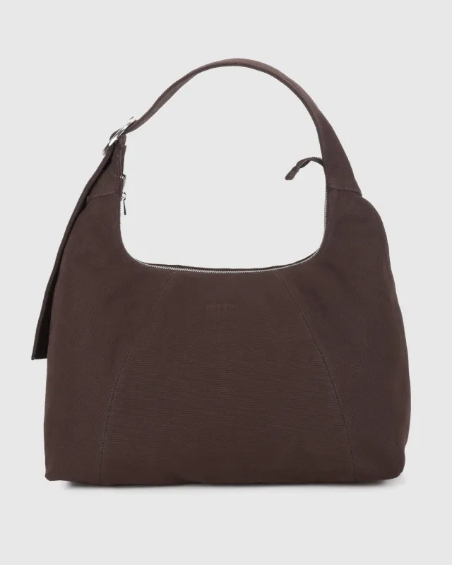 Maxi Dandy Buckle Canvas Coffee sold by Nunoo Bags