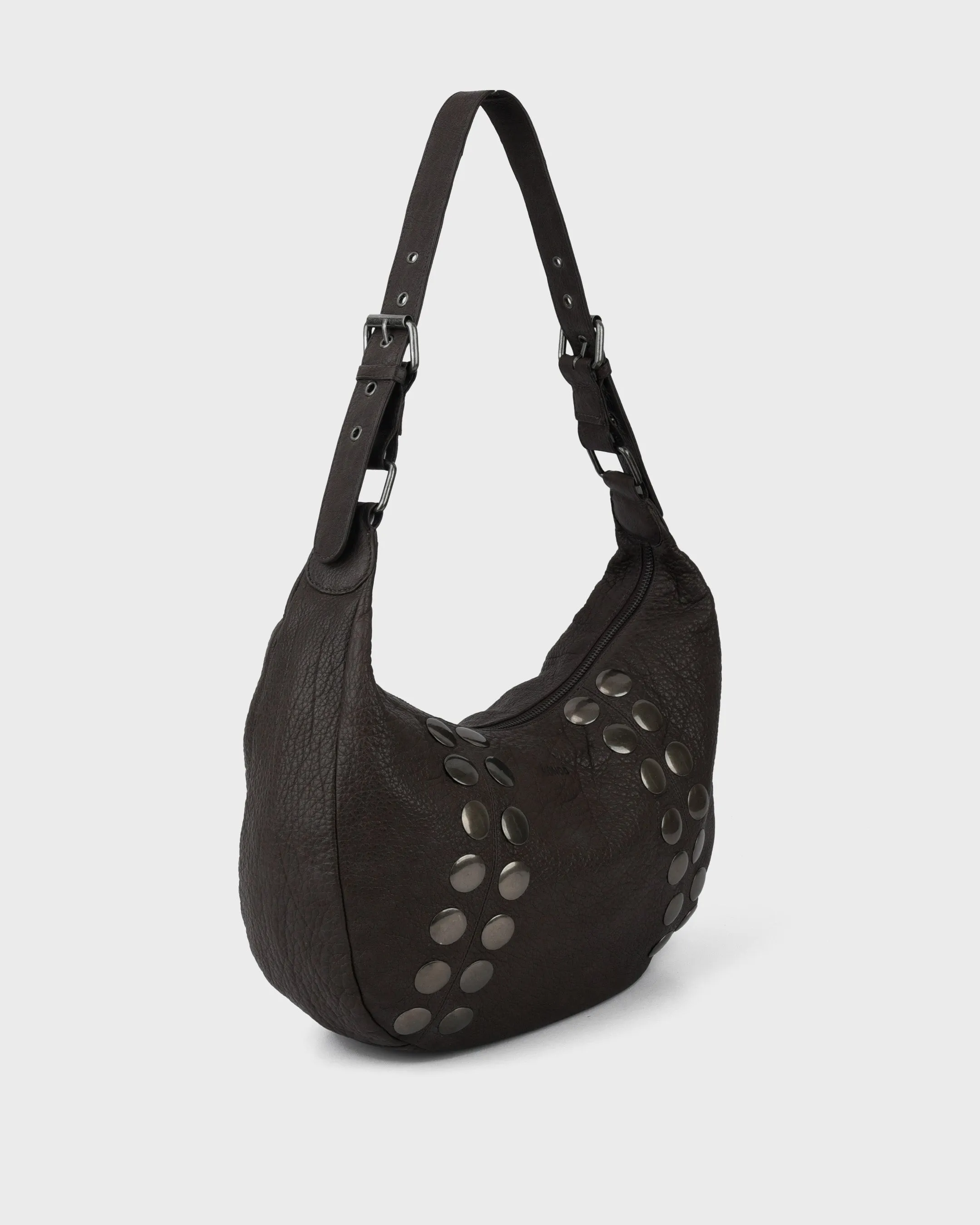 Small Stella Rivet Washed Chocolate w. Antique Silver sold by Nunoo Bags product image thumbnail 2