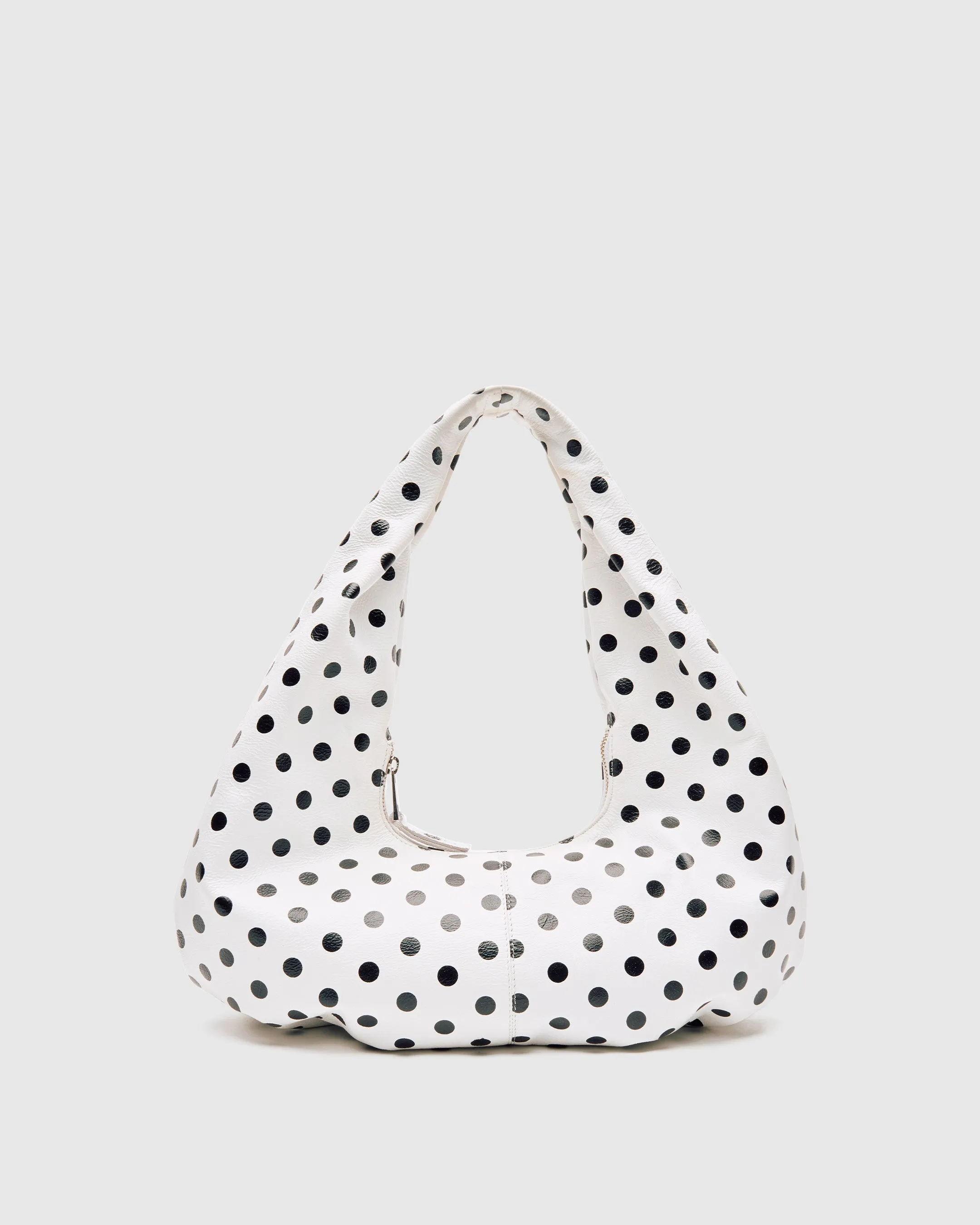 Small Alma Draped Polka White/Black sold by Nunoo Bags