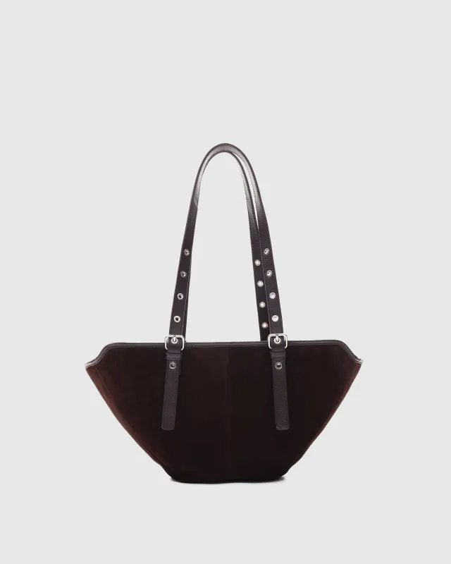 Small Nora Suede Chocolate sold by Nunoo Bags