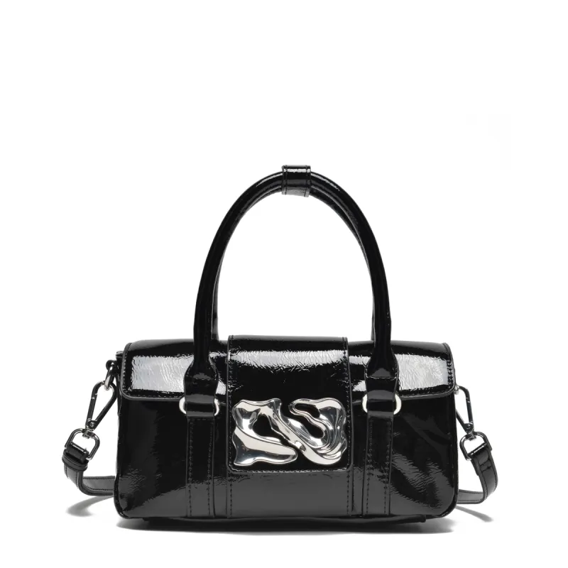 Small Maggie Icon Recycled Patent Black sold by Nunoo Bags