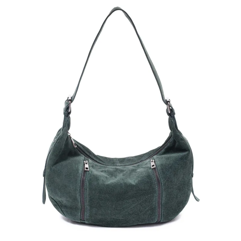 Small Stella Zipper suede Dark Green sold by Nunoo Bags
