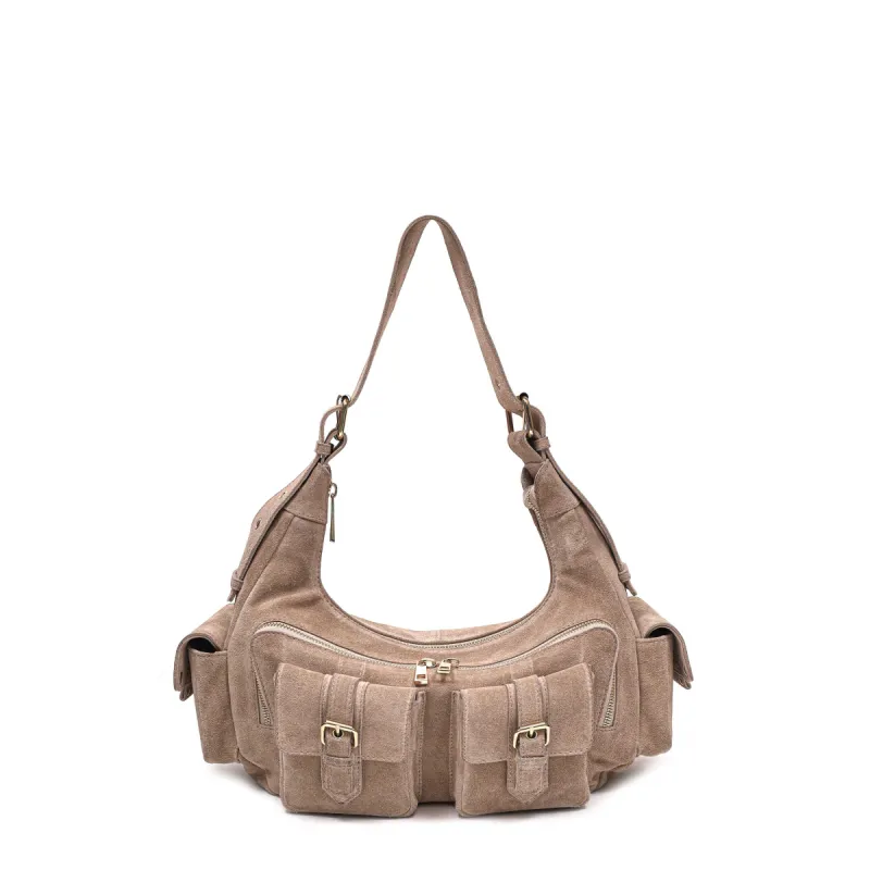 Sally Buckle Suede Beige w. Gold sold by Nunoo Bags