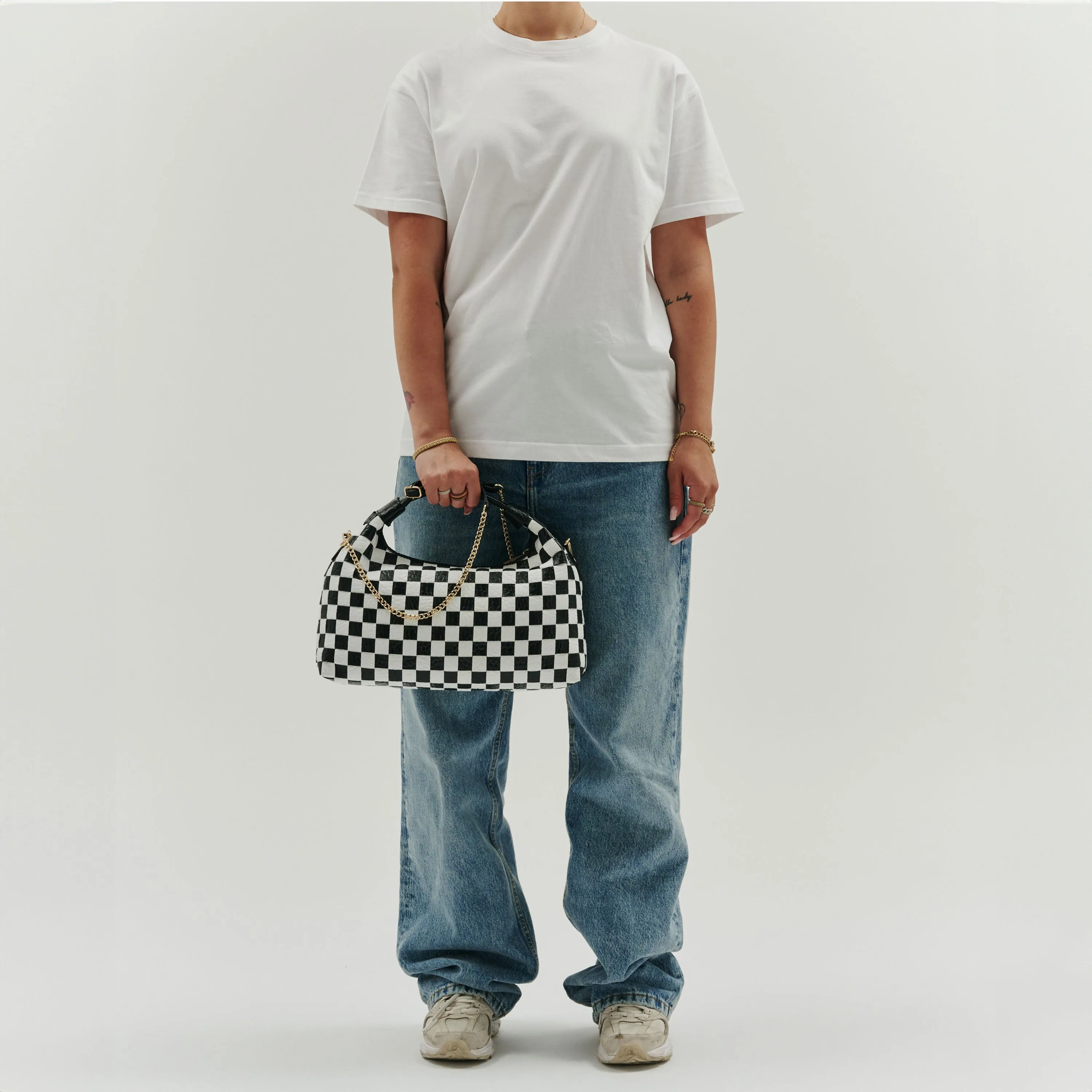 Dandy Large Braided New Zealand Black/White w. Gold sold by Nunoo Bags product image thumbnail 2