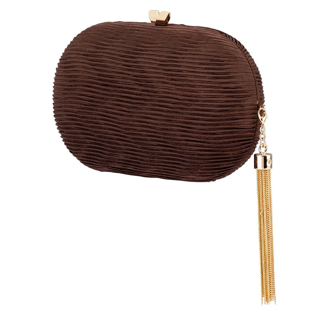 NATALIE Pleated Oval Clutch sold by Olga Berg product image thumbnail 4