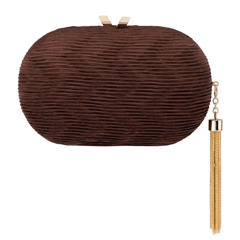 NATALIE Pleated Oval Clutch sold by Olga Berg