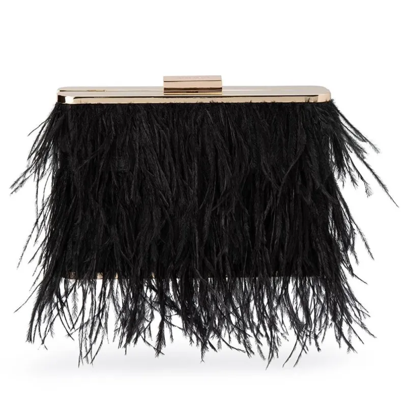 ESTELLE Black Feather Clutch sold by Olga Berg
