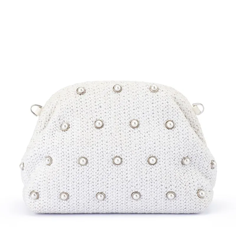 KAIA Studded Woven Clutch sold by Olga Berg