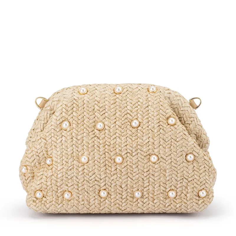 KAIA Studded Woven Clutch sold by Olga Berg