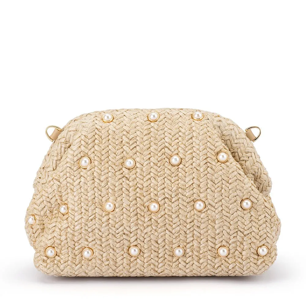 KAIA Studded Woven Clutch sold by Olga Berg