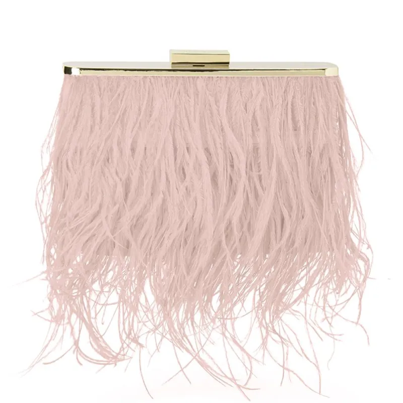 ESTELLE Pink Feather Clutch sold by Olga Berg