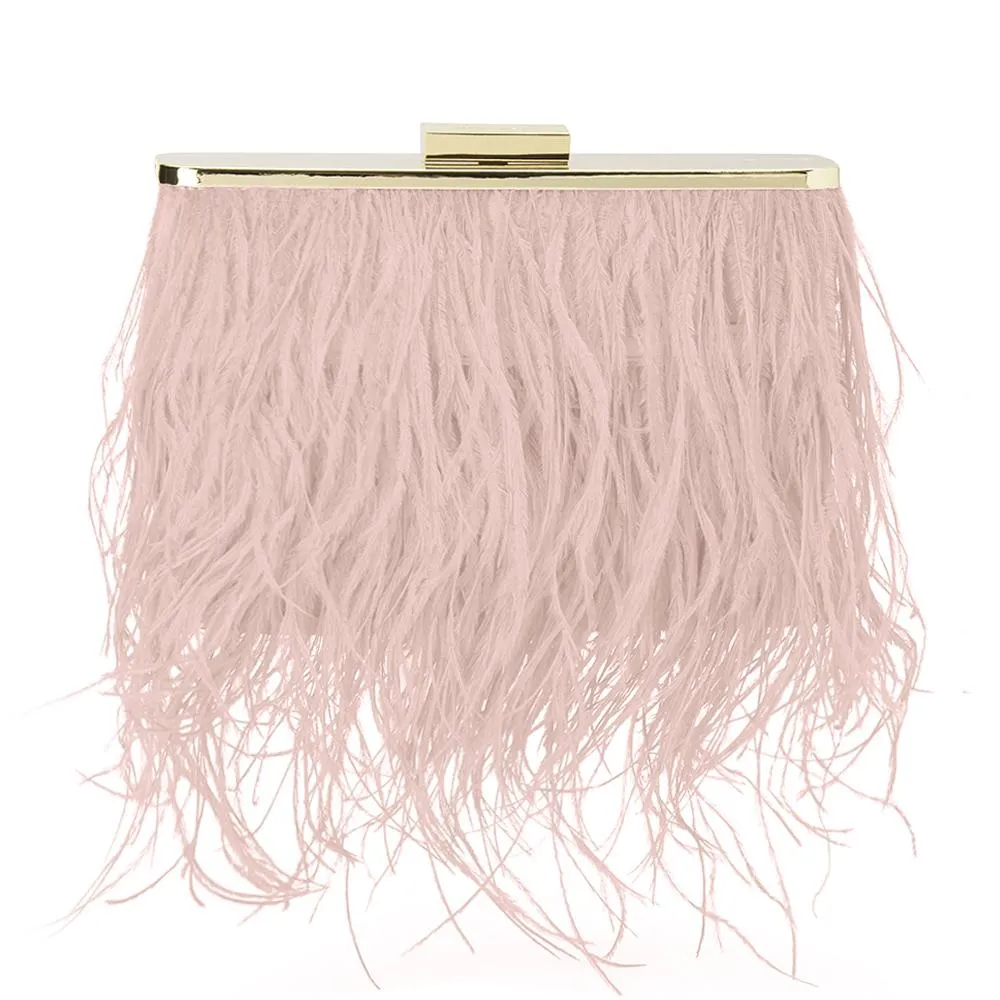 ESTELLE Pink Feather Clutch sold by Olga Berg