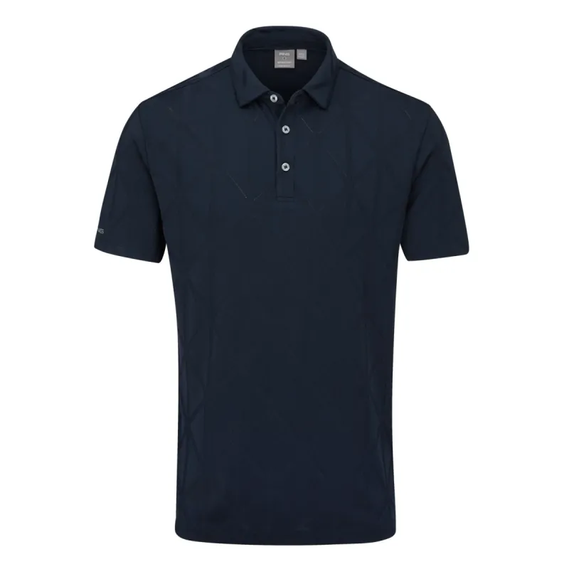 Ping Lenny Jacquard Golf Polo Shirt - Navy sold by Original Green