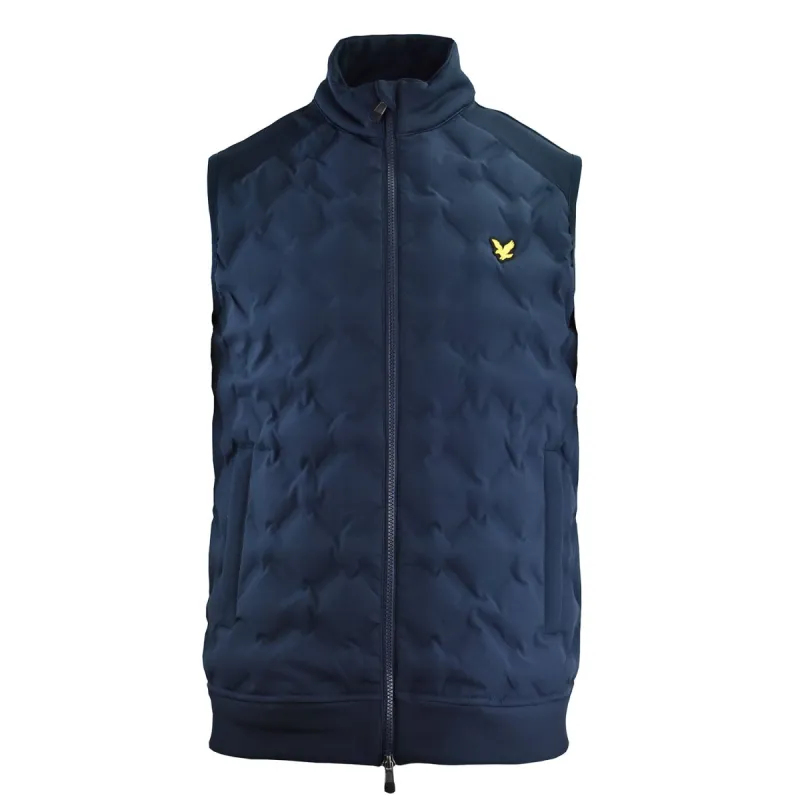 Lyle & Scott Check Quilt Back Fleece Gilet - Navy sold by Original Green