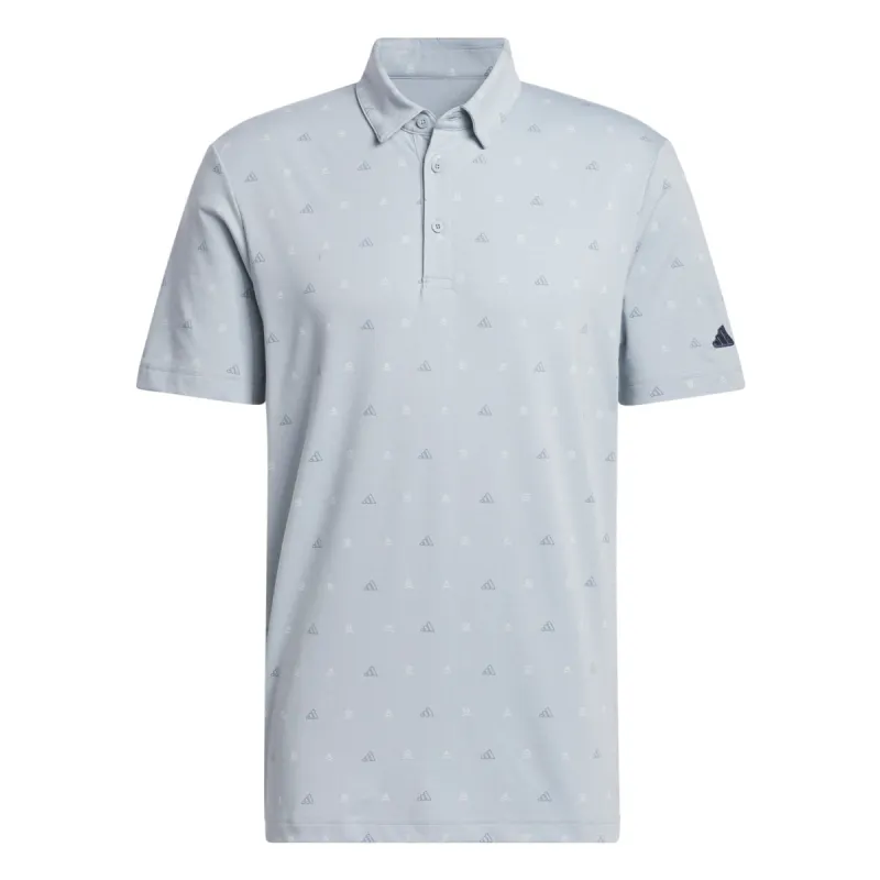 adidas Golf Mini Crest Go-To Print Polo - Light Grey sold by Original Green