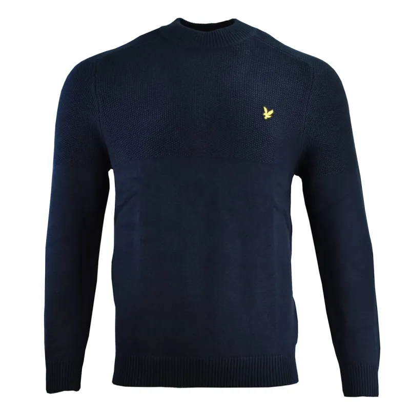 Lyle & Scott Seed Stitch Mock Neck Pullover - Dark Navy sold by Original Green