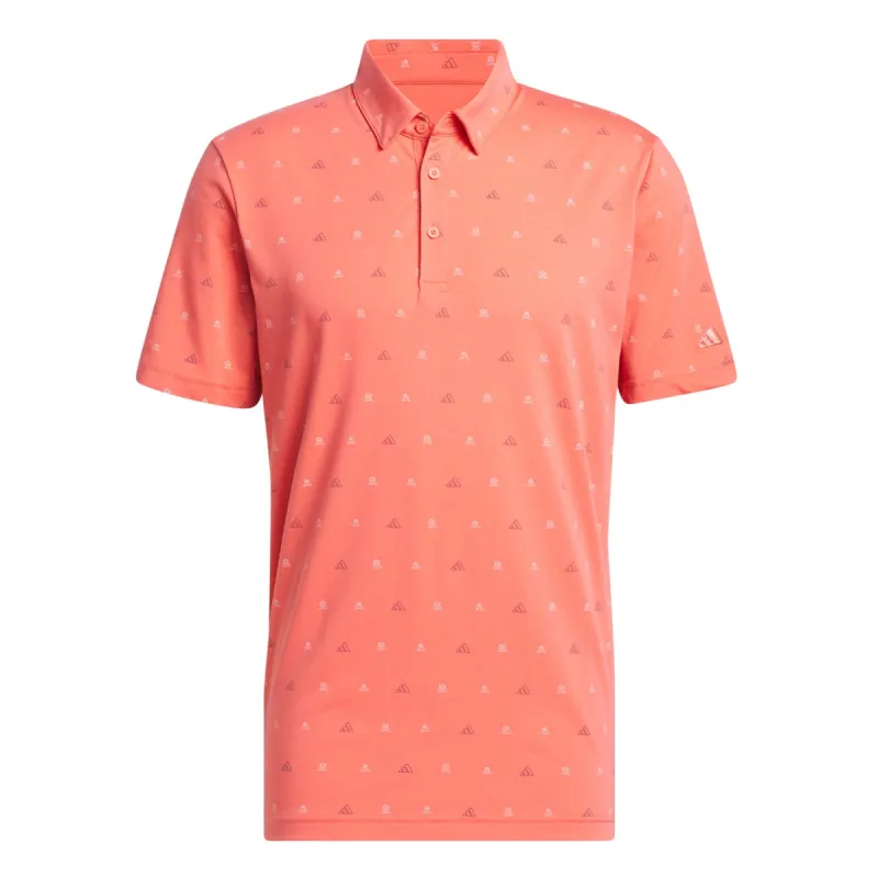 adidas Golf Mini Crest Go-To Print Polo - Preloved Scarlet sold by Original Green