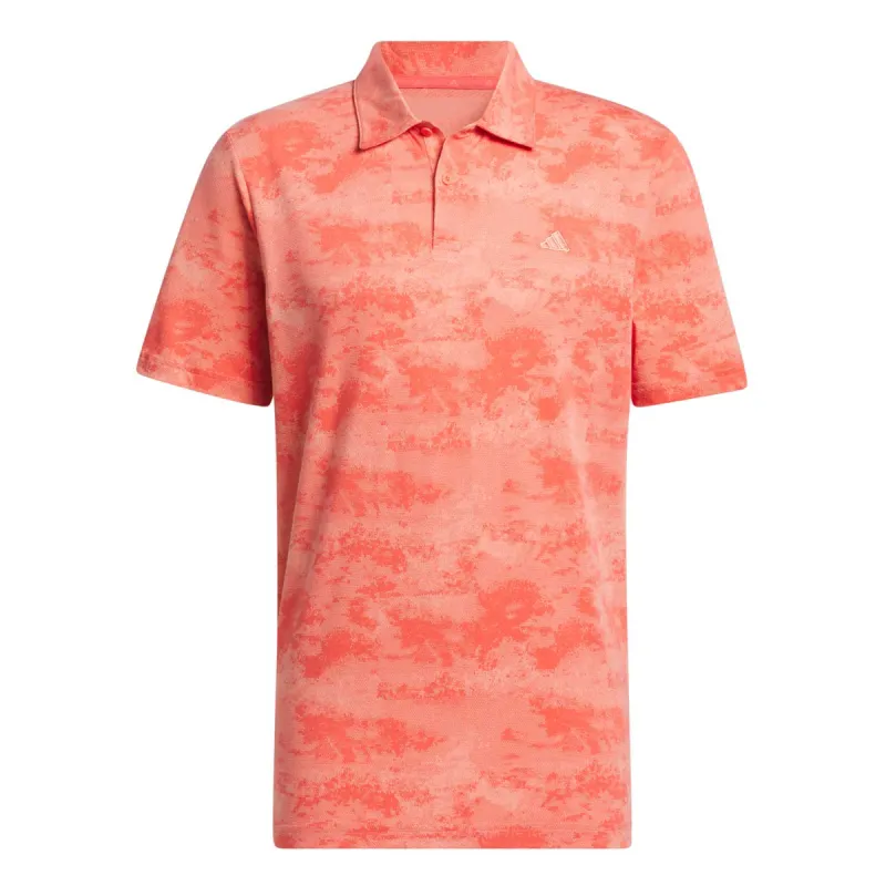 adidas Golf Go-To Printed Mesh Polo Shirt - Preloved Scarlet made by Adidas