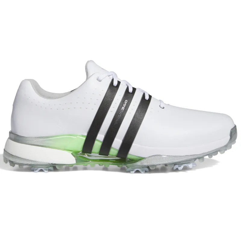 adidas Tour360 24 Boost Golf Shoes - White/Core Black/Green Spark sold by Original Green