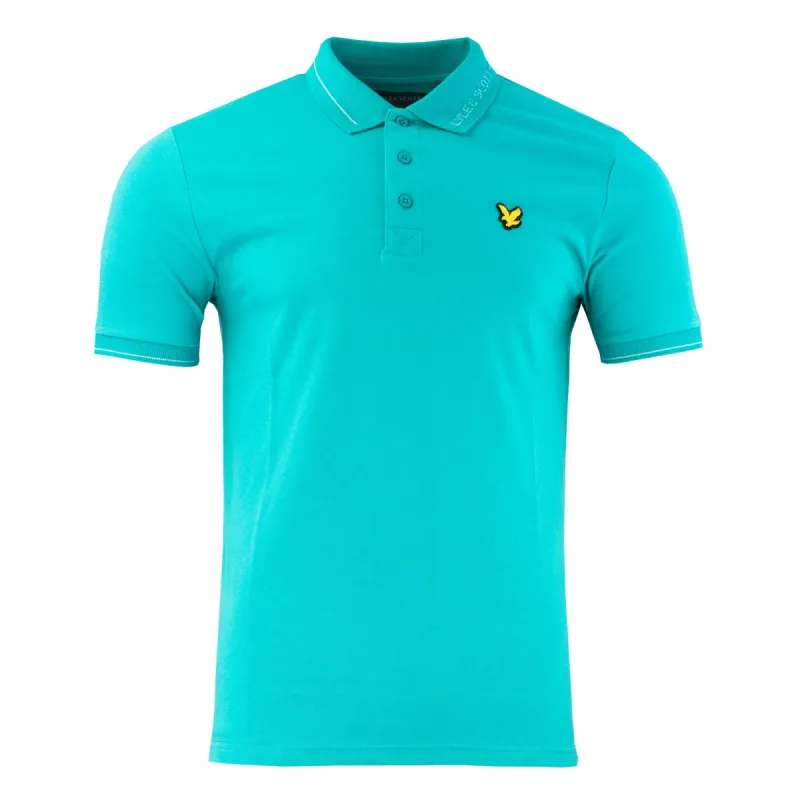 Lyle & Scott Branded Collar Polo Shirt - Retro Blue sold by Original Green
