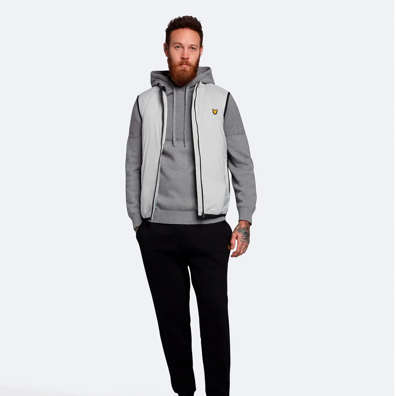 Lyle & Scott Seed Stitch Knitted Hoodie - Mid Grey Marl sold by Original Green product image thumbnail 4
