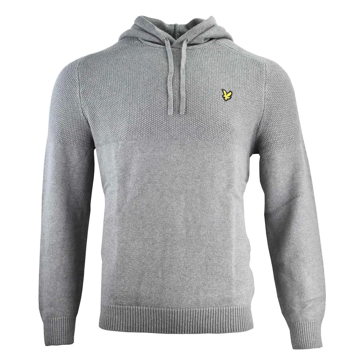 Lyle & Scott Seed Stitch Knitted Hoodie - Mid Grey Marl sold by Original Green