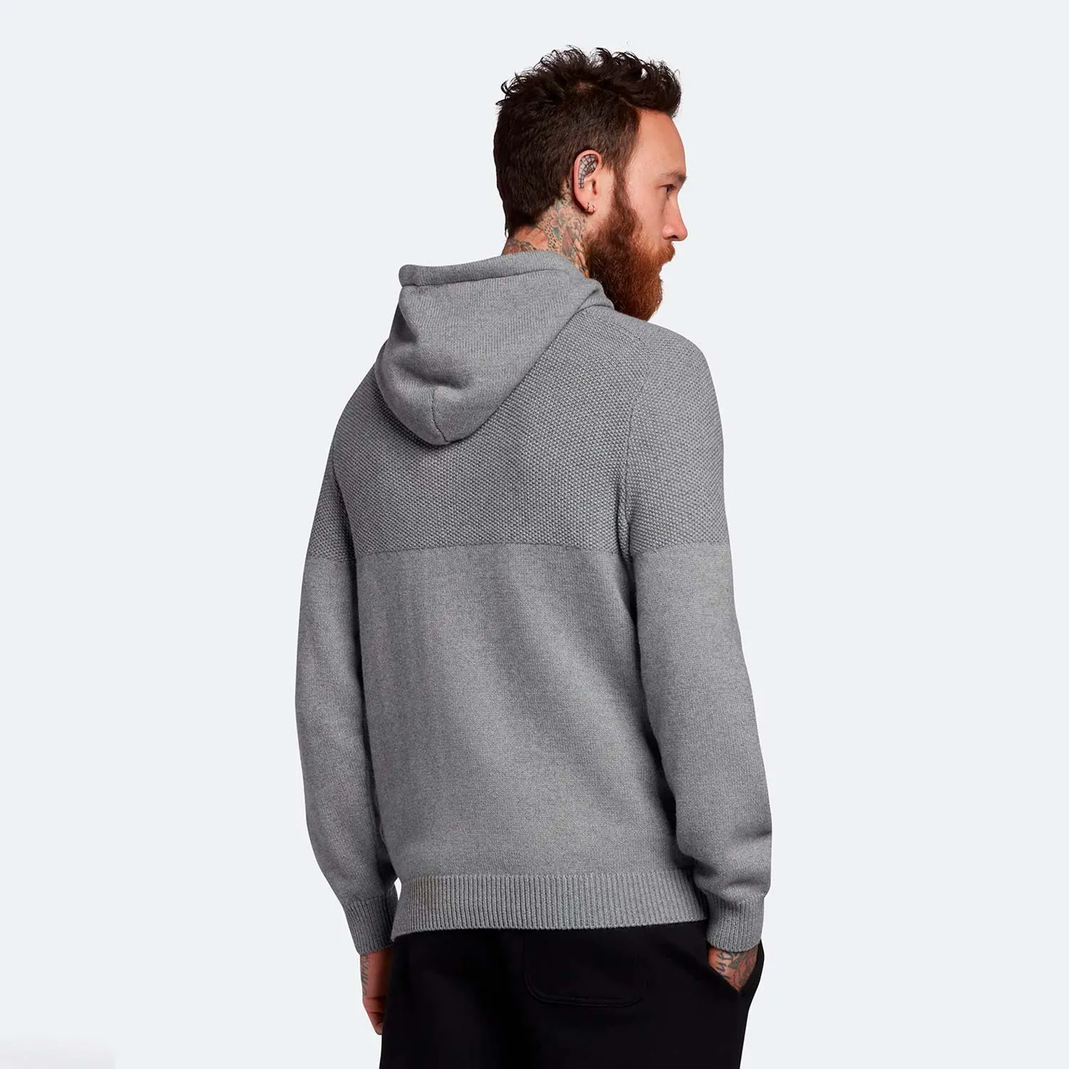 Lyle & Scott Seed Stitch Knitted Hoodie - Mid Grey Marl sold by Original Green product image thumbnail 3