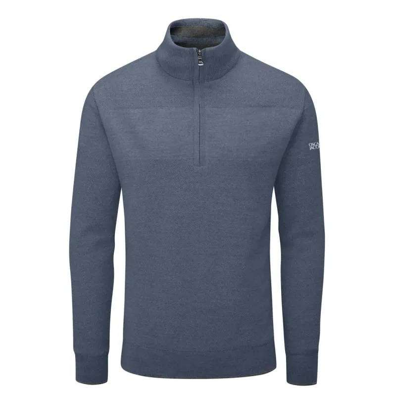 Oscar Jacobson Anders Half Zip - China Blue sold by Original Green